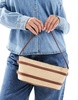 ASOS DESIGN straw shoulder bag with tan strapping detail