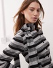 COLLUSION fitted cardigan in fluffy monochrome stripe with scarf