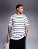 ADPT oversized stripe T-shirt in gray/black/white