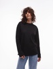 Mango crew neck long sleeve top in black