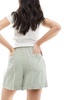 ASOS DESIGN casual shorts with tie waist in washed sage