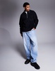 ASOS DESIGN oversized rugby polo fleece sweatshirt with quarter zip in black