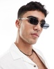 ASOS DESIGN rectangle rimless sunglasses with smoke lens and gold temples
