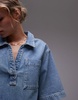 Topshop denim pull on dress in light blue