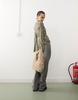 Reclaimed Vintage long sleeve burn out top in khaki flock