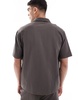 Bershka plisse shirt in charcoal - part of a set