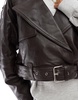 ASOS DESIGN leather oversized cropped trench coat in burgundy