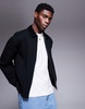 ASOS DESIGN oversized washed harrington jacket in black