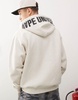 Aape by A Bathing Ape logo zip up hoodie in beige