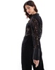 French Connection sheer lace shirt in black - part of a set
