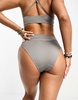 Weekday Heat high waist bikini bottoms in shiny gray