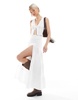 Bershka tie front knit vest in white