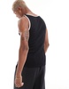 ASOS DESIGN muscle fit rib tank top with contrast binding in black