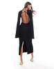 ASOS DESIGN wide sleeve midi dress with cross back detail in black