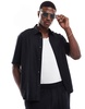 Bershka linen rich shirt in black - part of a set