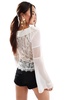 ASOS DESIGN lace and chiffon mix milkmaid blouse in ivory