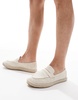 ASOS DESIGN penny loafer espadrilles in beige linen look