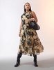 ASOS DESIGN Curve double layer halter midi dress in mustard abstract print