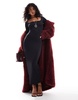 Bershka long sleeve square neck bodycon midaxi dress in black