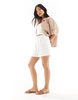 Stradivarius Petite linen look short in ecru