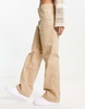 Bershka high waisted straight leg pants in sand