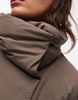 ARKET down puffer coat with clean padding in dark beige