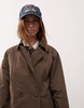 COLLUSION longline trench jacket in brown