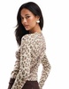 ASOS DESIGN leopard button shrunken fit cardigan in brown
