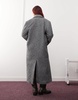 Monki textured long double breasted coat in gray