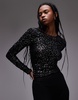 AllSaints Eris long sleeve top in leopard