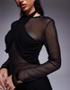 ASOS DESIGN long sleeve top with ruched halterneck detail in black