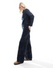 Vero Moda Remy wide leg patchwork jeans in dark blue denim - part of a set