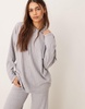 ASOS DESIGN supersoft wide rib knit longline oversized hoodie in gray - part of a set
