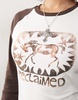 Reclaimed Vintage long sleeve raglan t-shirt with horse print in cream and brown