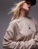 Topshop premium seam detail long sleeve skater tee in oat heather