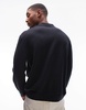 ARKET merino wool knit long sleeve polo shirt in navy
