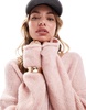 ASOS DESIGN loose knit oversized V-neck sweater in pink