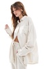 4th & Reckless linen blend oversized button up collared shirt in beige - part of a set