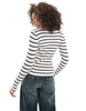 ONLY long sleeve crew neck knit top in beige with navy stripes