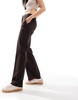 Bershka straight leg tailored pants in brown pinstripe