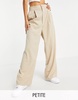 Stradivarius Petite wide leg relaxed dad pants in beige