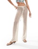 Mango crochet tie wast beach pants in white