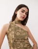 Reclaimed Vintage one shoulder scarf top in floral green print