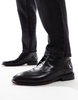 ASOS DESIGN lace up chukka boots in black leather