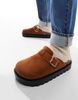 ASOS DESIGN mule clogs in tan with faux fur lining