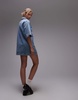 Topshop denim pull on dress in light blue