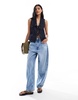 ASOS DESIGN denim wrap front collared shirt in indigo