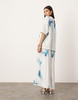 ASOS EDITION premium heavy weight textured jersey column maxi skirt in blurred print - part of a set
