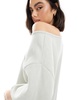 ASOS DESIGN waffle knit off the shoulder relaxed t-shirt in washed sage