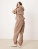 ASOS DESIGN lounge borg oversized hoodie & sweatpants set in taupe
